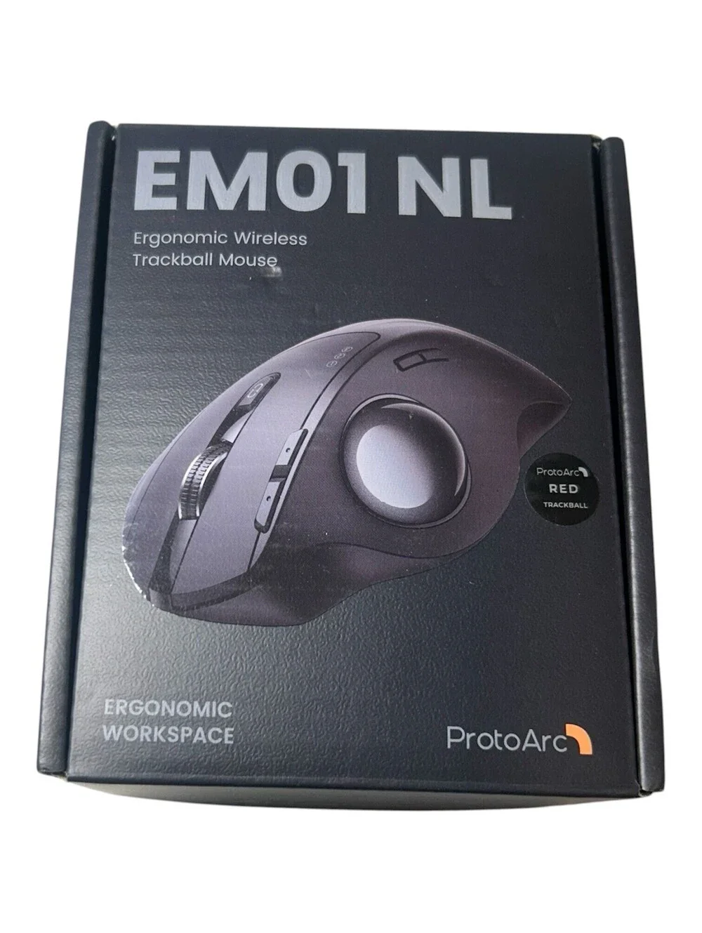 ProtoArc EM01 NL Ergonomic Bluetooth WIFI Trackball Mouse Rollerball Thumb Red